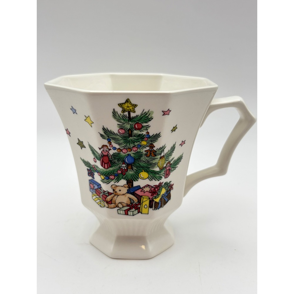 Set of 4 Nikko Christmastime Coffee Mugs Octagonal Footed Cup Japan Original Box